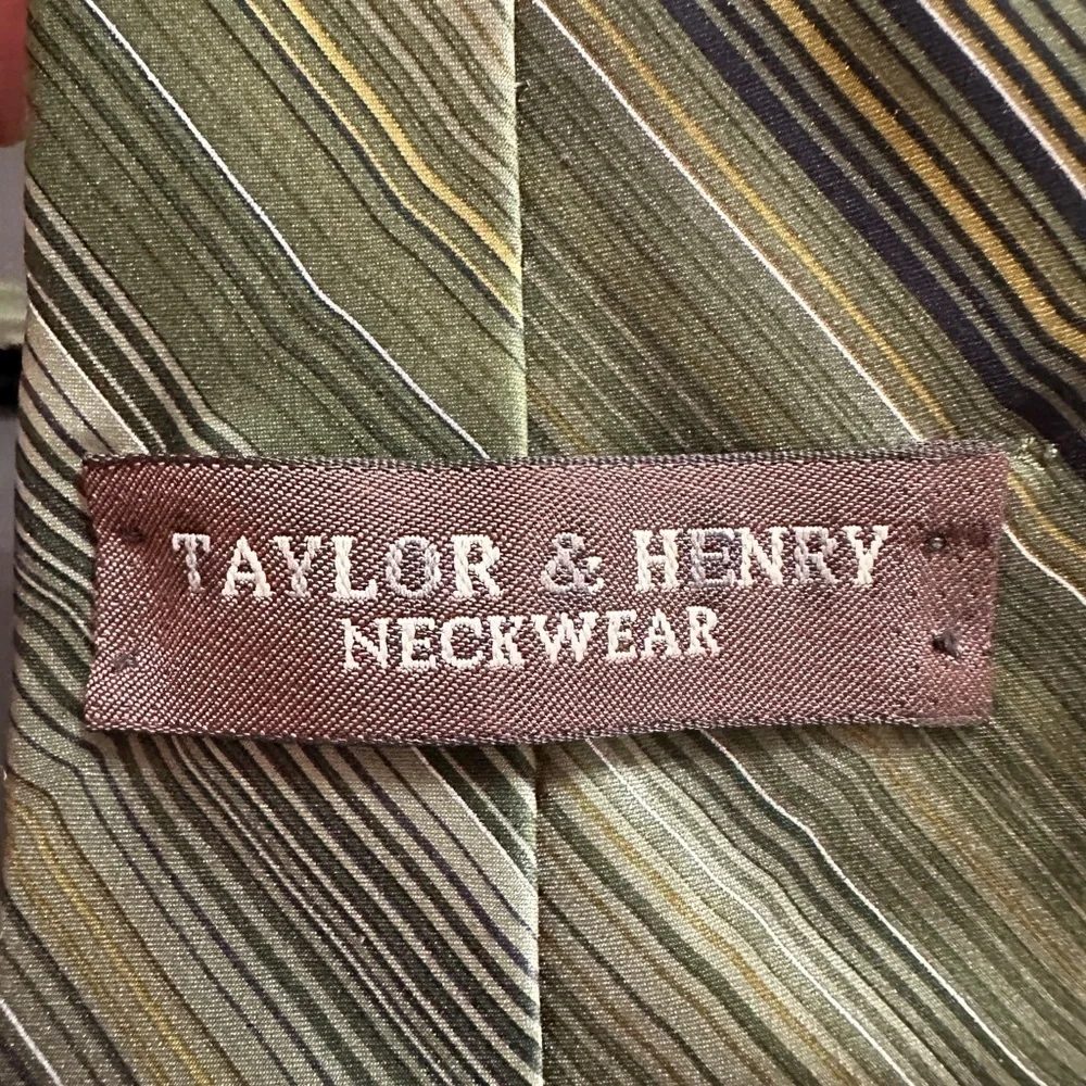 Taylor & Henry Striped Green Striped Tie